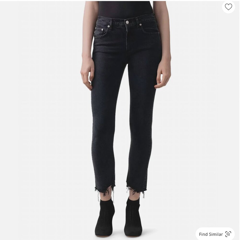 Agolde Jeans women’s Toni Mid Rise Straight Jeans in Feral Faded Black Size 24